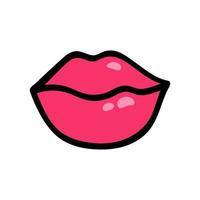 Vector female lips hand draw. Isolate lips in doodle style.