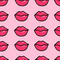 Hand drawn vector female lips seamless vector pattern. Highlight lips in doodle style