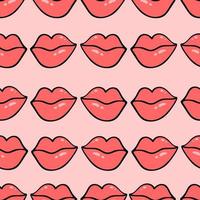 Hand drawn vector female lips seamless vector pattern. Highlight lips in doodle style