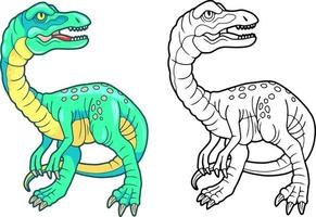 prehistoric dinosaur compsognathus, funny illustration vector