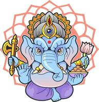 Indian elephant god Ganesha, illustration design vector