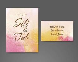 Wedding invitation with abstract watercolor background vector