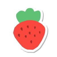 Cute cartoon strawberry sticker. Editable vector format file