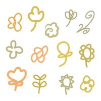 Doodle flowers and plant icons. vector