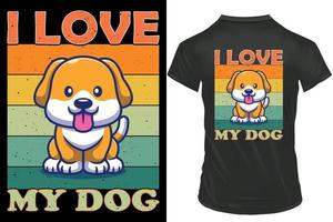 I love My Dog Retro vintage t shirt design with dog vector. vector