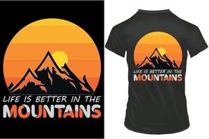 vida es mejor en el montañas retro camiseta diseño, montaña t camisa diseño, retro Clásico diseño. vector