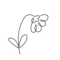 chamomile or daisy drawn in single line on a white background. Design for logo, flyer, brochure. vector