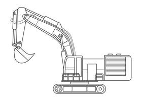 Hand drawn Vector illustration color children construction medium size excavator crawler construction machine clipart