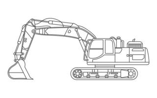 mano dibujado vector ilustración color niños medio tractor excavador construcción máquina clipart