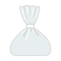 Plastic transparent package, wrap bag for food products. Polyethylene packet with clip. Blank pouch, sachet cartoon style. Vector illustration