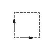 metro cuadrado, tamaño superficie m2 icono. signo de dimensión del área de medición. medida de lugar con flecha de largo y ancho. cantidad metro cuadrado de espacio. vector