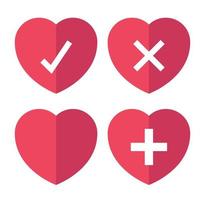 Check And Cross Plus Half Shadow Heart Set vector