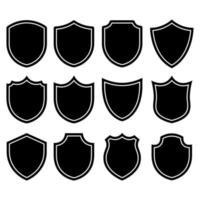 Set Of Glyph Style Shields vector
