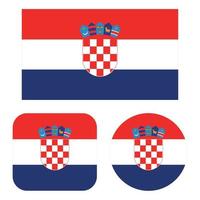 Croacia bandera en rectángulo cuadrado y circulo vector