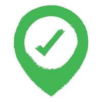 Hand Drawn Location Pin With Check Mark vector