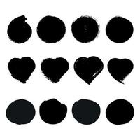 Set Of Circle And Heart Shaped Brushes vector