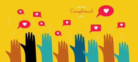 People exchange positive emotions and messages, compliment day vector