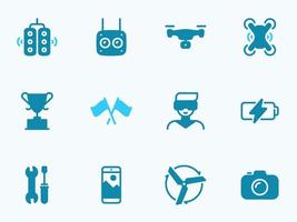 Simple vector icon on a theme quadcopter, shooting, competition and control