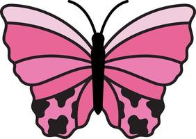 groovy sticker pink flat butterfly, style vector illustration y2k