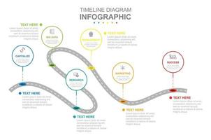 Infographic business template. Modern Timeline diagram with road journey concept presentation. vector