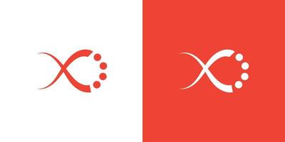 Trendy infinity tech dot logo design on red and white background vector