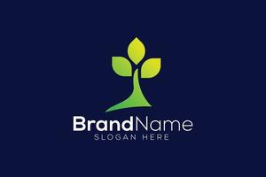 Green tree leaf icon logo design template vector