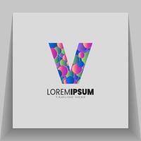 V Letter logo colorful with circle geometric shapes. modern abstract logo template, for brand identity symbol mark. vector