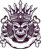 line art skull king vector design