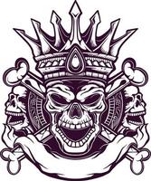 line art skull king vector design