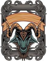 goat head design vector with ornament