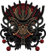 Japanese samurai shogun masks vector