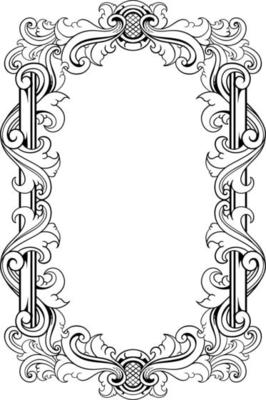 vector black and white engraved frame sketch design