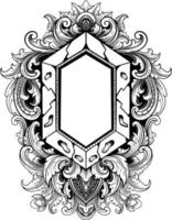 vector black and white engraved frame sketch design
