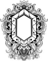 vector black and white engraved frame sketch design