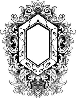 vector black and white engraved frame sketch design