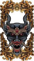 devil mask with ornament frame vector