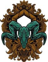 goat head design vector with ornament