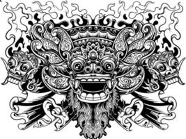 balinés barong línea Arte vector