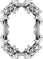 vector black and white engraved frame sketch design
