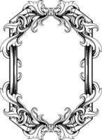 vector black and white engraved frame sketch design