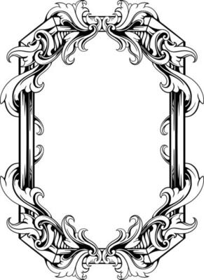 vector black and white engraved frame sketch design