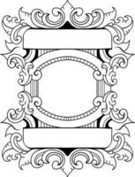 vector black and white engraved frame sketch design