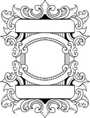 vector black and white engraved frame sketch design