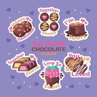 enamorado chocolate pegatina conjunto vector