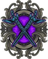 vector traditional weapon with engraved ornament