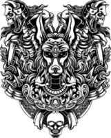 line art commander in chief vector design with two skull guards