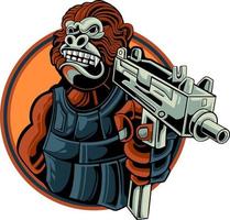 armed monkey vector design