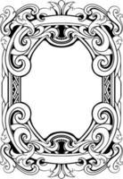 vector black and white engraved frame sketch design