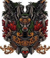 commander in chief vector design with two skull guards