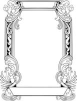 vector black and white engraved frame sketch design